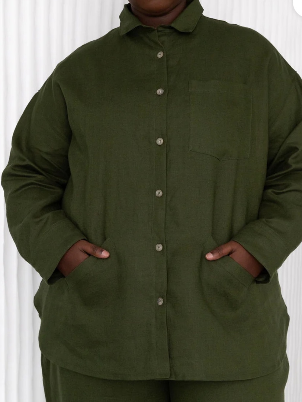 Free Label Pine Linen Cora Shacket Olive Green 3X NWT $198 - Picture 2 of 9